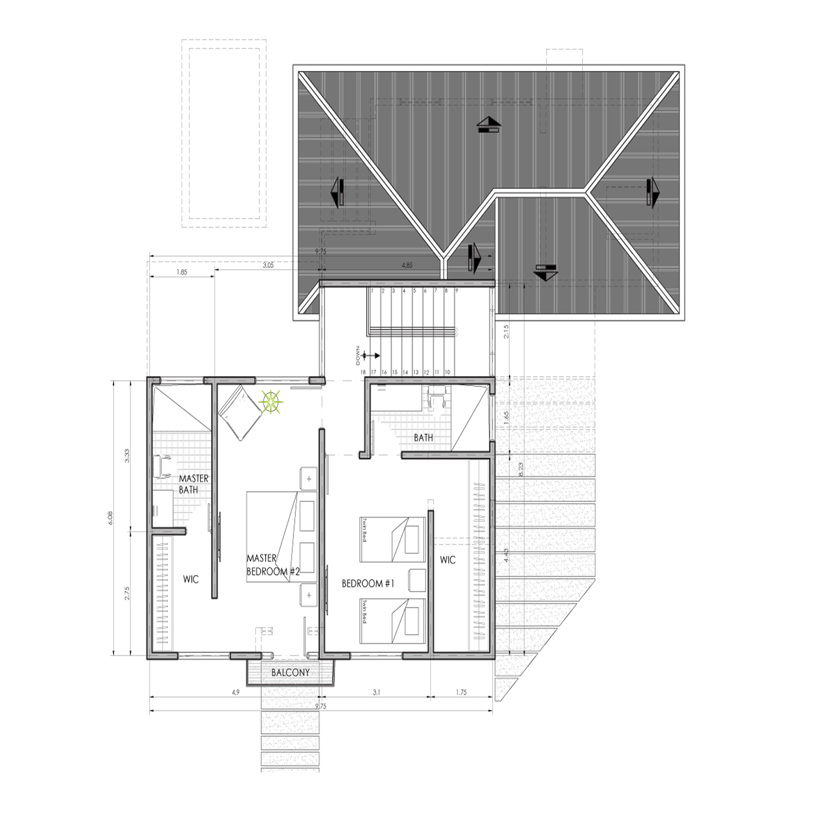 Sanctuary Boutique Residences Model Home C 3-bedroom floor plan, 684.92 sq ft second floor with private pool, Golfito Costa Rica