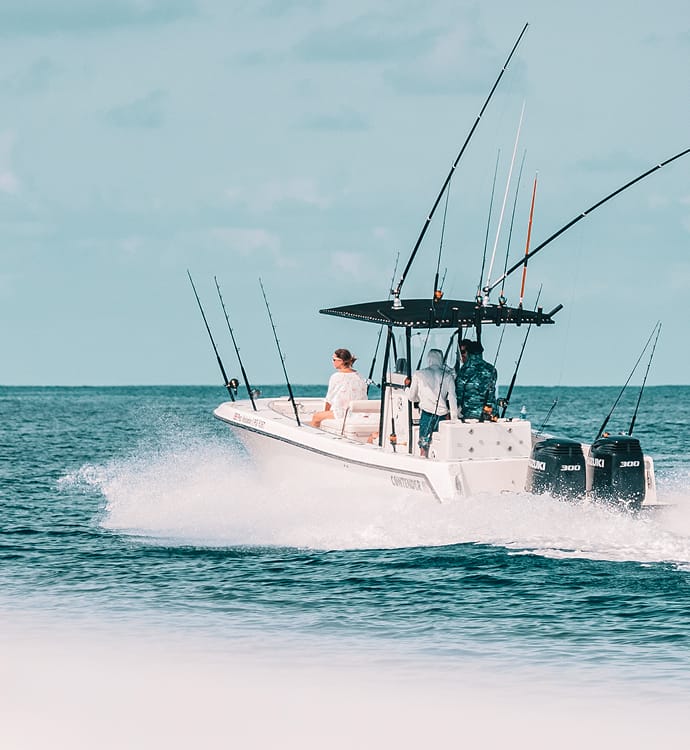 Sport fishing boat at speed on Golfo Dulce, Golfito Costa Rica